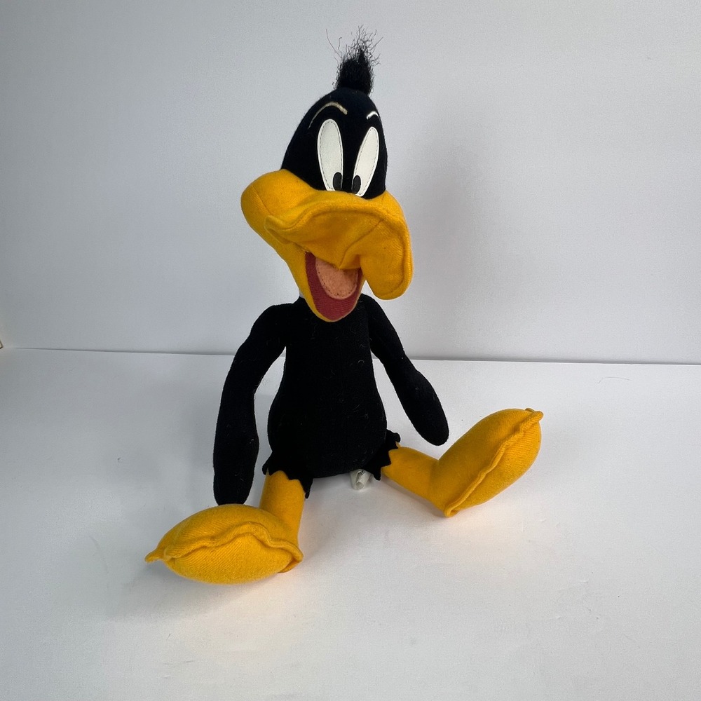 Vintage Daffy‎ Duck Plush Toy Warner Bros Looney Tunes Character Black Yellow